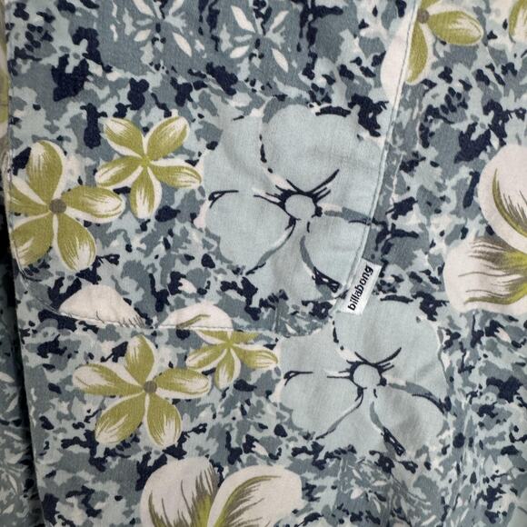 Billabong Shirt Mens Extra Large Blue Green Floral Hawaiian Aloha Short Sleeve - Picture 7 of 10